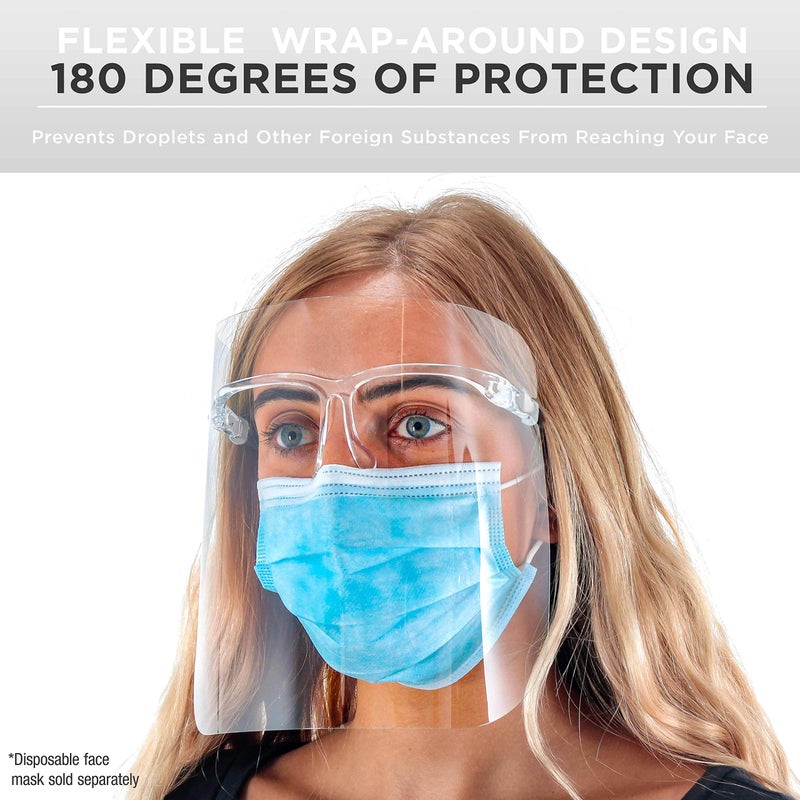 TCP Global Salon World Safety Face Shields with All Clear Glasses Frames (Pack of 4) - Ultra Clear Protective Full Face Shields to Protect Eyes  Nose  Mouth - Anti-Fog PET Plastic  Goggles - Image 3